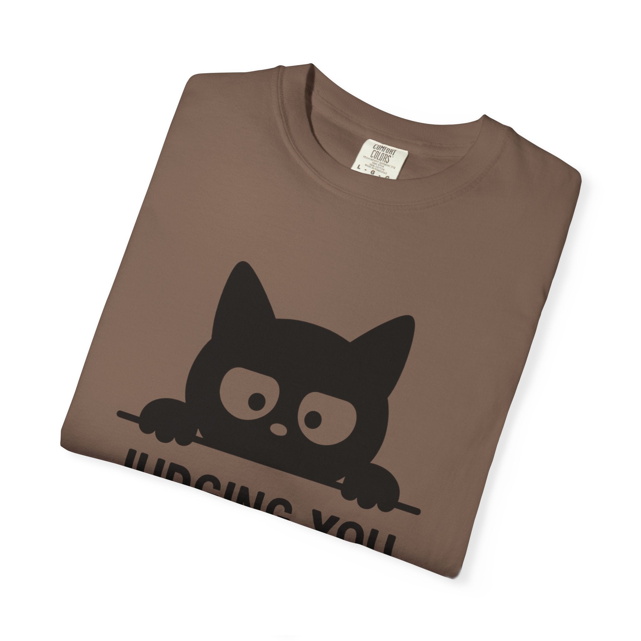 Playful Cat Graphic "Judging You Silently" T-Shirt