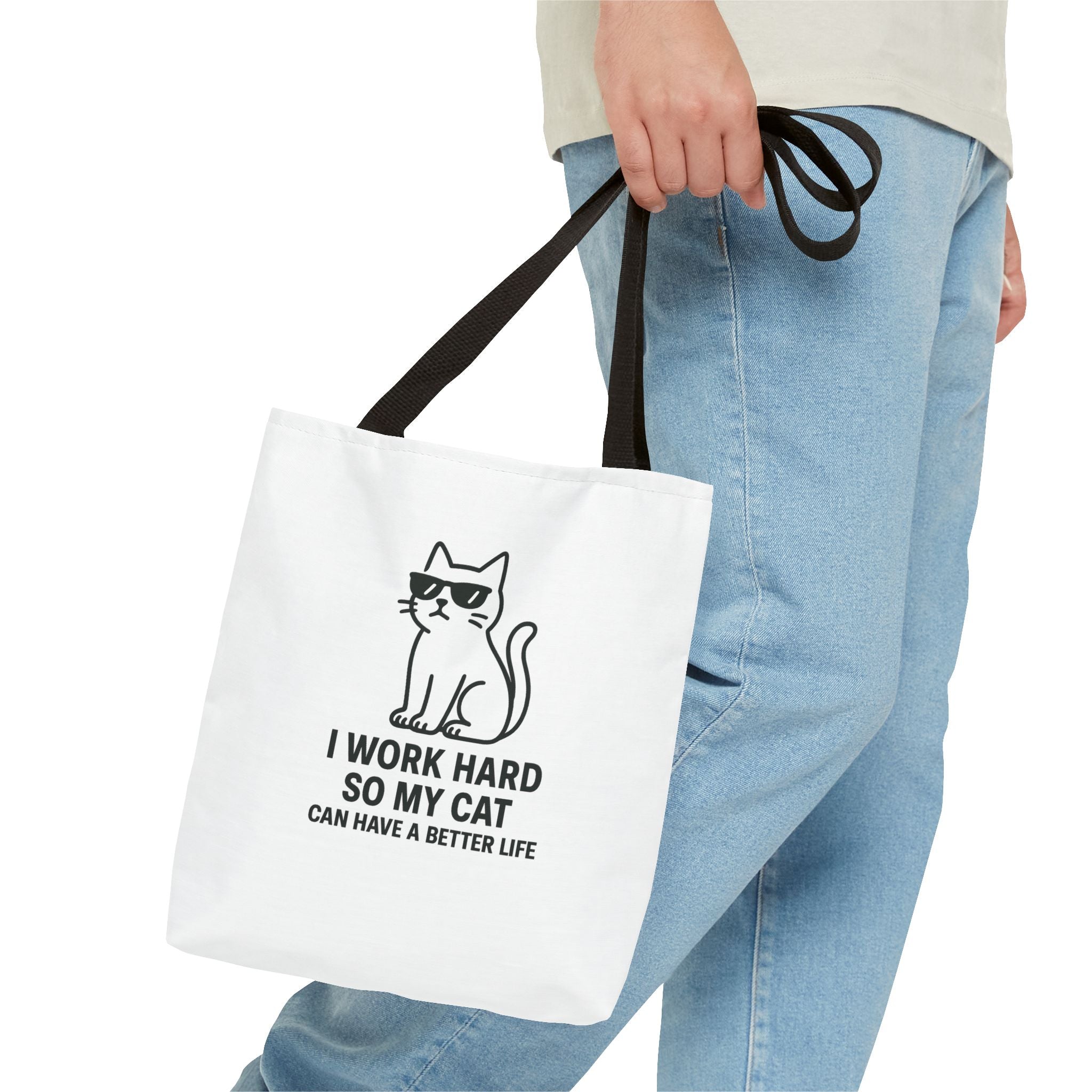 Cat Lover "I Work Hard" Tote Bag