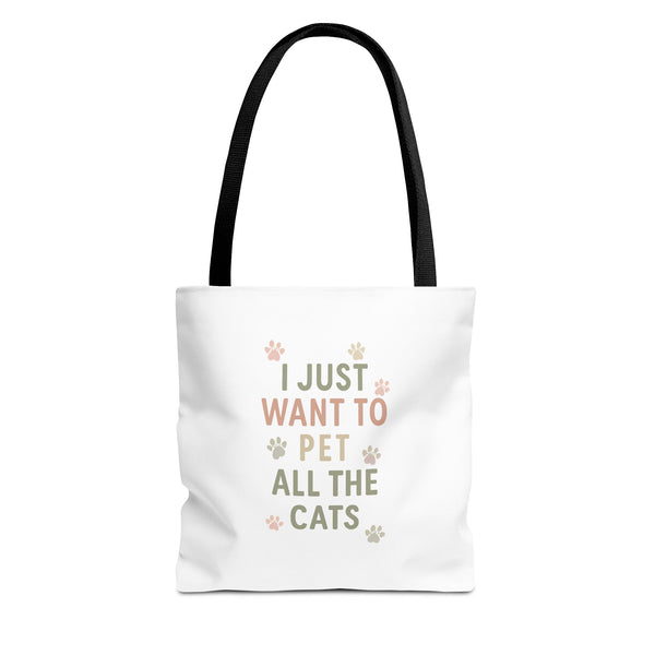 Cat Lover Tote Bag - 'I Just Want To Pet All The Cats'
