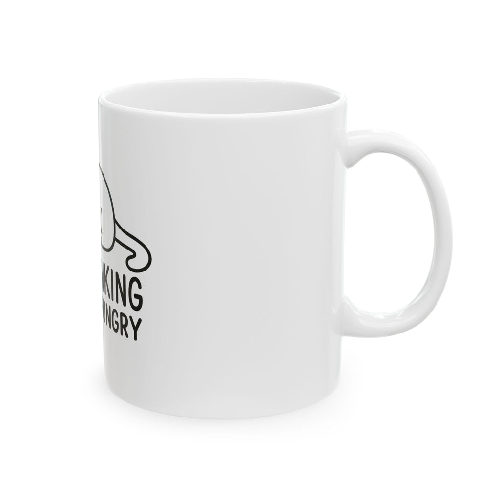 Funny Cat Mug - Overthinking and Also Hungry