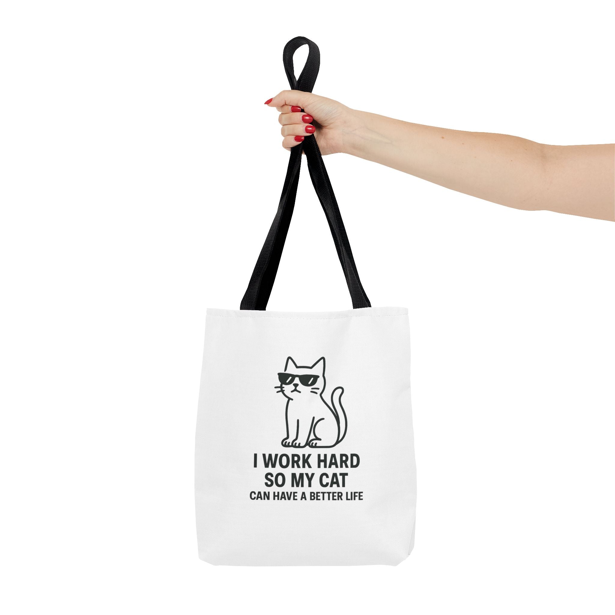 Cat Lover "I Work Hard" Tote Bag
