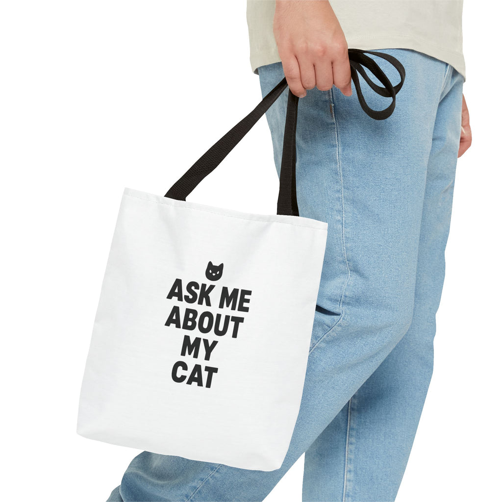 Cat Lover's Tote Bag – 'Ask Me About My Cat'