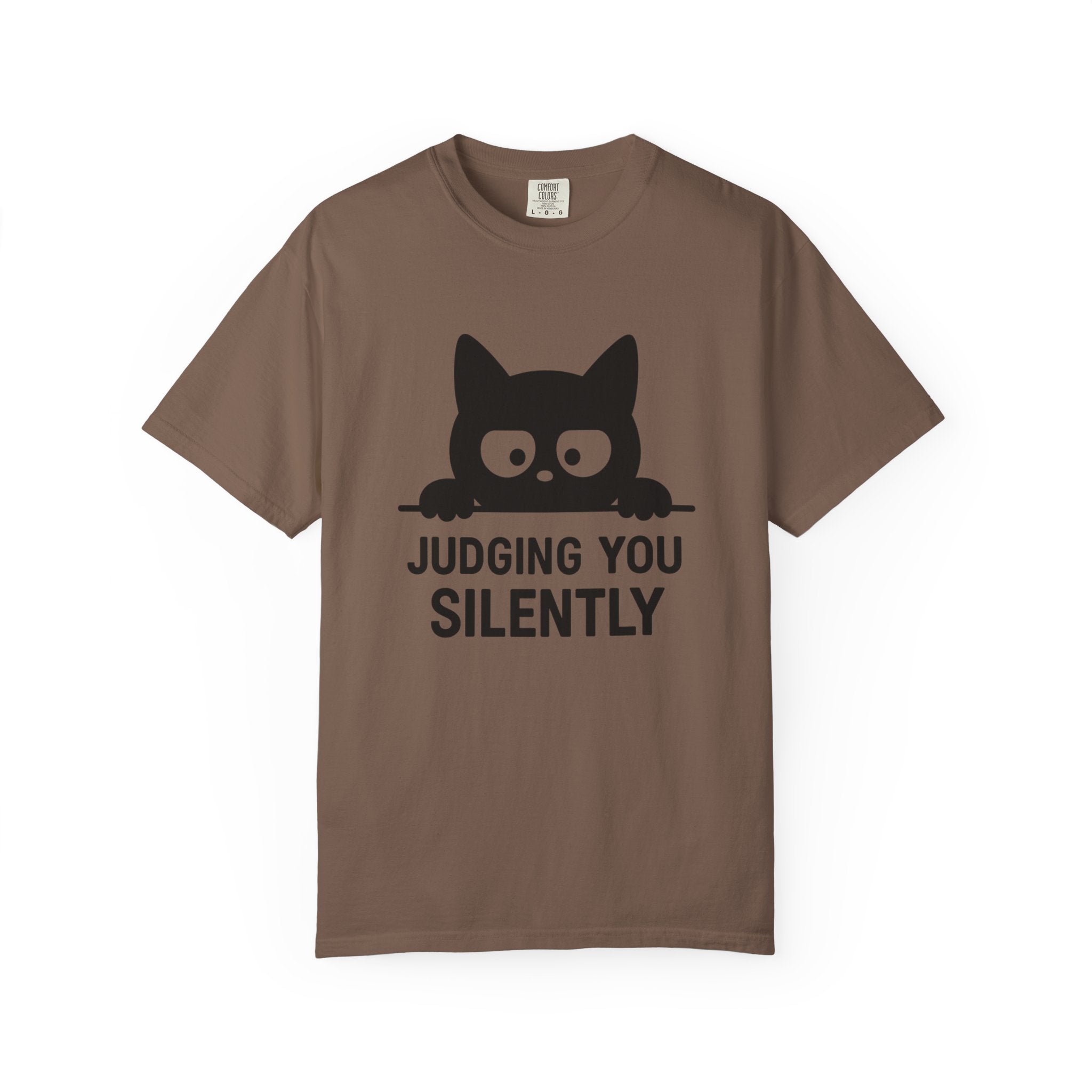 Playful Cat Graphic "Judging You Silently" T-Shirt