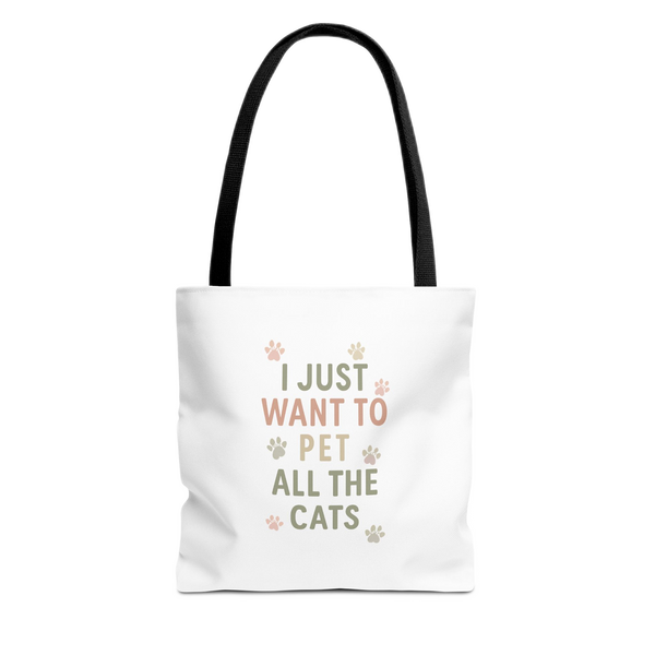 Cat Lover Tote Bag - 'I Just Want To Pet All The Cats'
